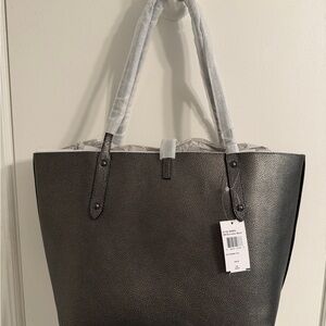 Coach Metallic Silver Tote Bag